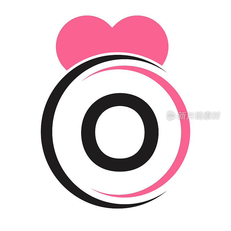 初始字母O Logo与爱图标或心标志在现代风格矢量模板
